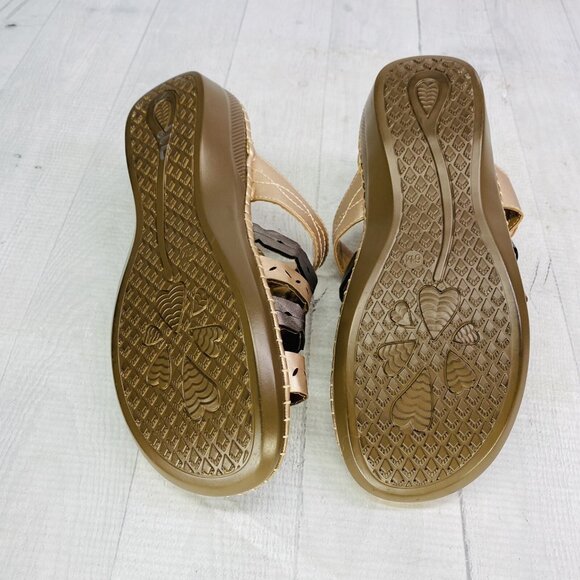 Coral Bay JAZLYN  Rose Gold Brown Adjustable Wedge Low Heel Slides Sandal Sz 6 M - Picture 8 of 14